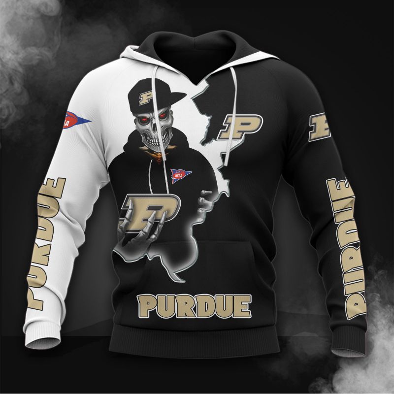 Purdue Boilermakers Skull 3D Hoodie Perfect For Die-Hard Fans