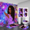 Purple And Black Bathroom Decor Set With African American Shower Curtain