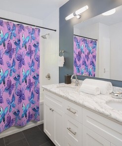 Purple And Blue Butterfly Shower Curtain For Colorful Bathroom Decor