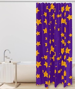 Purple Background Golden Stars Pattern Shower Curtain, Perfect For Elegant Bathroom Decor