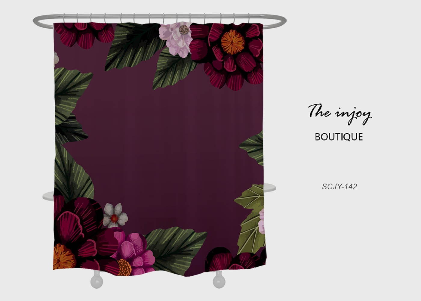 Purple Bathtub Home Decor And Waterproof Floral Flowers Shower Curtain For A Relaxing Bath