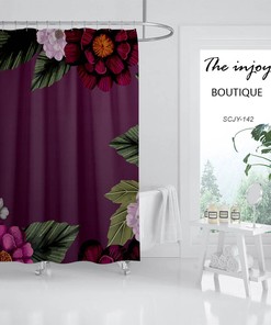 Purple Bathtub Home Decor And Waterproof Floral Flowers Shower Curtain For A Relaxing Bath
