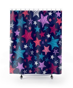 Purple, Blue and Pink Star Lovers Shower Curtain