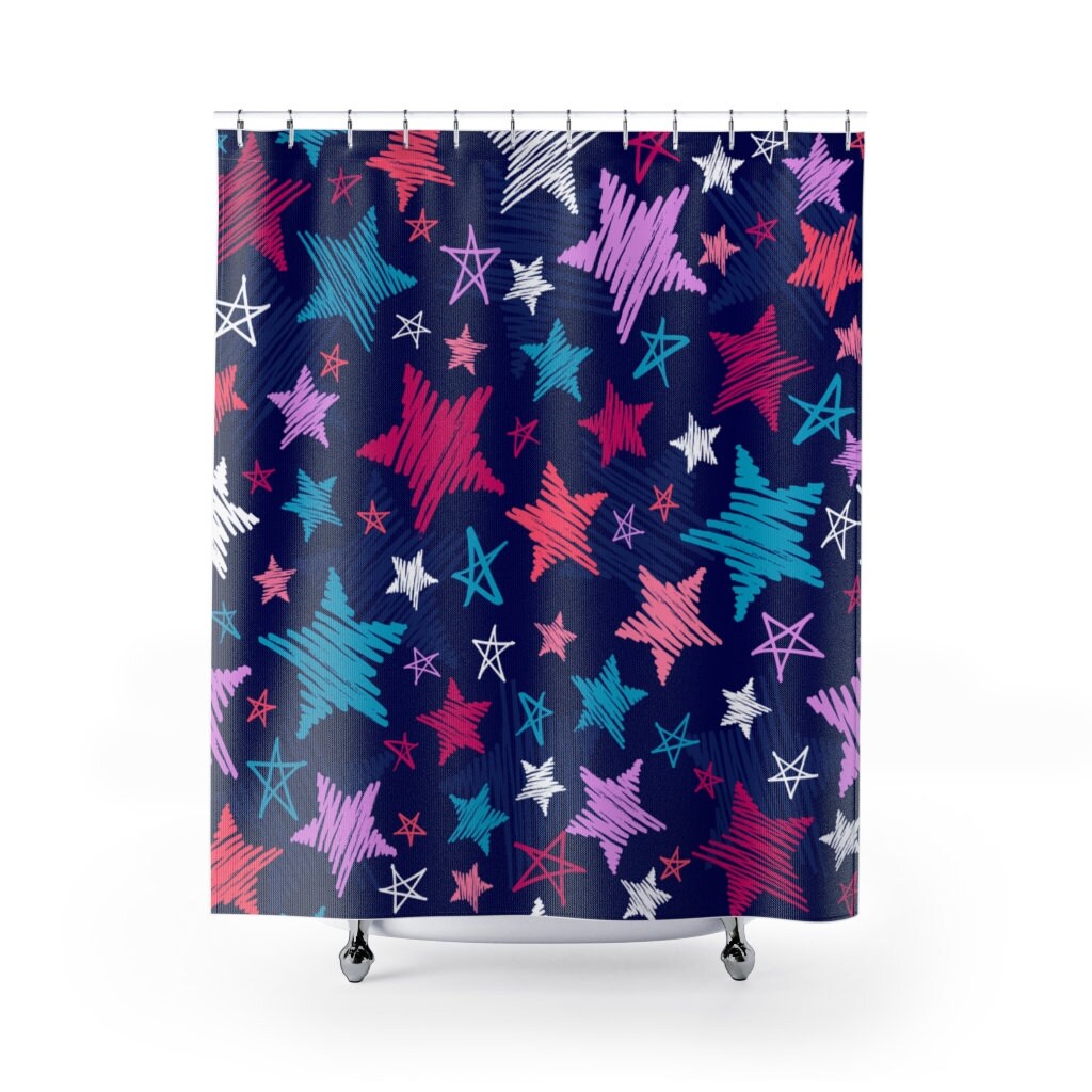 Purple, Blue and Pink Star Lovers Shower Curtain