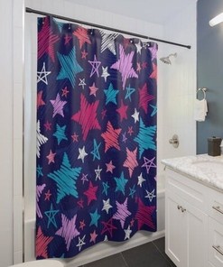Purple, Blue and Pink Star Lovers Shower Curtain
