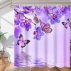 Purple Butterfly and Floral Print Shower Curtain Fabric Bathroom Decor Waterproof 
