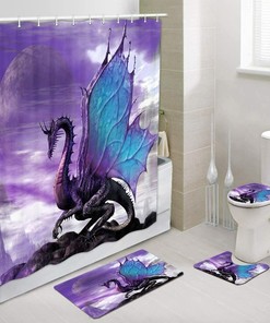 Purple Dragon Shower Curtain Fantasy Print Bathroom Decor