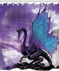 Purple Dragon Shower Curtain Fantasy Print Bathroom Decor
