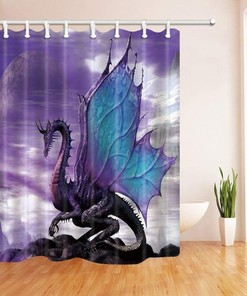 Purple Dragon Shower Curtain Fantasy Print Bathroom Decor