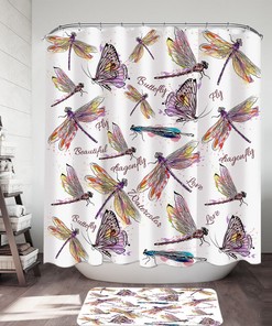 Purple Dragonfly Shower Curtain For Nature Bathroom Decor