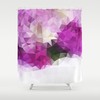 Purple Floral Shower Curtain with Geometric Design, Modern Bathroom Decor with Unique Style