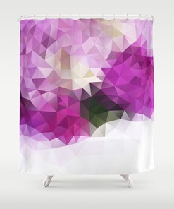 Purple Floral Shower Curtain with Geometric Design, Modern Bathroom Decor with Unique Style