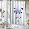 Purple Floral Unicorn Shower Curtain for Girl's Personalized Bathroom Decor