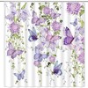 Purple Floral Watercolor Butterfly Shower Curtain For Feminine Bathroom Decor