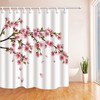 Purple Flower Butterfly Green Leaf Shower Curtain with Waterproof Fabric 
