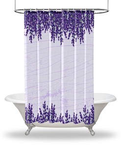 Purple Flowers Waterproof Shower Curtain With Multi-Sized Print