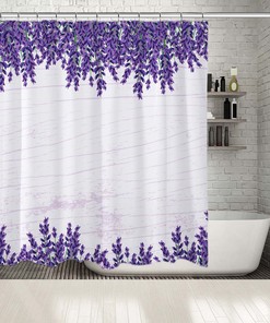 Purple Flowers Waterproof Shower Curtain With Multi-Sized Print