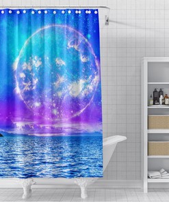 Purple Galaxy Full Moon Shower Curtain For A Cosmic Bath