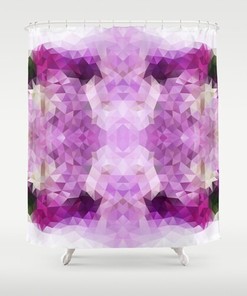 Purple Geometric Floral Shower Curtain Art, Abstract Bath Decor with SEO Keywords 