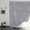 Purple Geometric Flower Shower Curtain with Floral Fabric Design