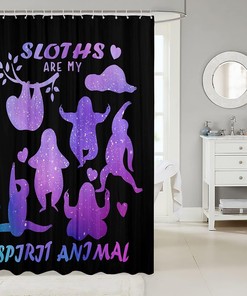Purple Gradient Sloth Shower Curtain - Decorative And Waterproof Fabric For Home Bathroom Decor