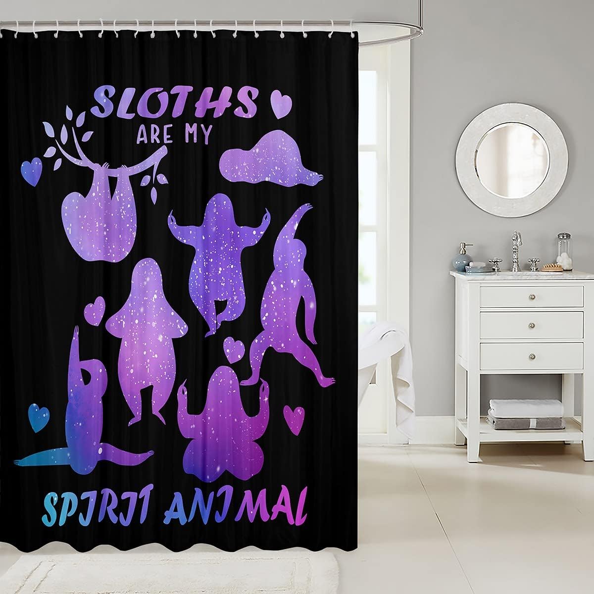 Purple Gradient Sloth Shower Curtain - Decorative And Waterproof Fabric For Home Bathroom Decor