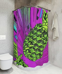 Purple Hawaiian Ai Art Cosmic Pineapple Shower Curtain For Unique Bathroom Decor