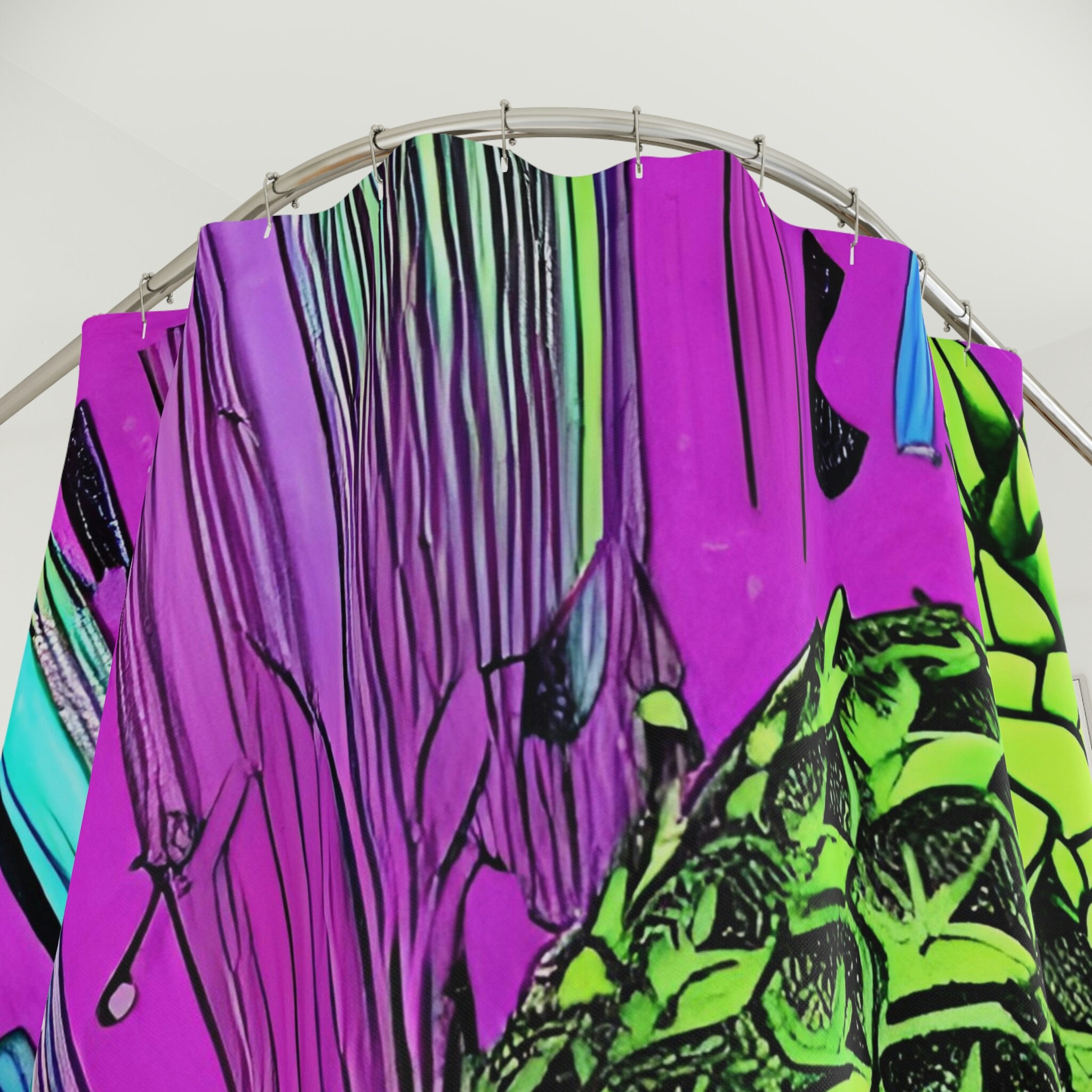 Purple Hawaiian Ai Art Cosmic Pineapple Shower Curtain For Unique Bathroom Decor - Image 3