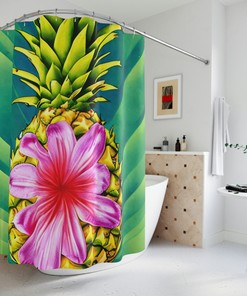Purple Hawaiian Pineapple Print Shower Curtain For Chic Bathroom