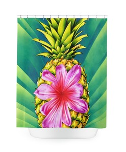 Purple Hawaiian Pineapple Print Shower Curtain For Chic Bathroom
