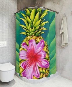 Purple Hawaiian Pineapple Print Shower Curtain For Chic Bathroom