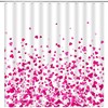 Purple Heart Pattern Shower Curtain for Romantic Bathroom Decor
