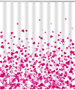 Purple Heart Pattern Shower Curtain for Romantic Bathroom Decor