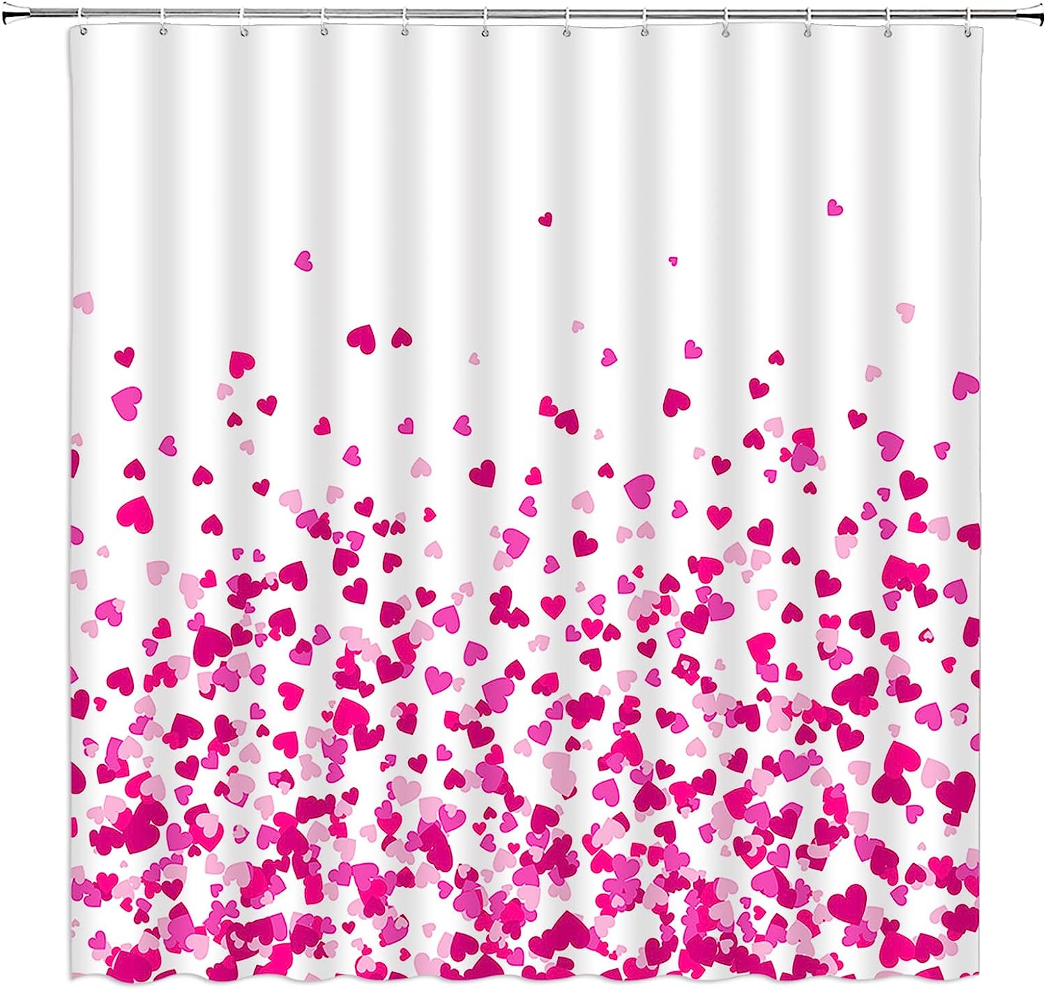Purple Heart Pattern Shower Curtain for Romantic Bathroom Decor