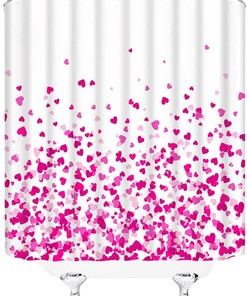 Purple Heart Pattern Shower Curtain for Romantic Bathroom Decor