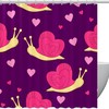 Purple Heart Snails Shower Curtain with Cute Animal Design, Romantic Bathroom Decor 