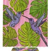 Purple Hummingbird And Green Monstera Leaves Shower Curtain For Your Tropical Bathroom 