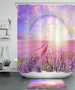 Purple Lavender Field Sunrise Scenic Shower Curtain: Beautiful And Relaxing Bath Accessory