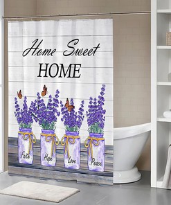 Purple Lavender Rustic Floral Farmhouse Remzoke Shower Curtain for Bathroom Decor