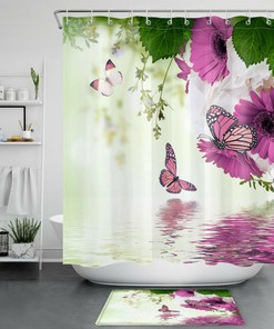 Purple Lavender Rustic Retro Shower Curtain for Spring Bathroom