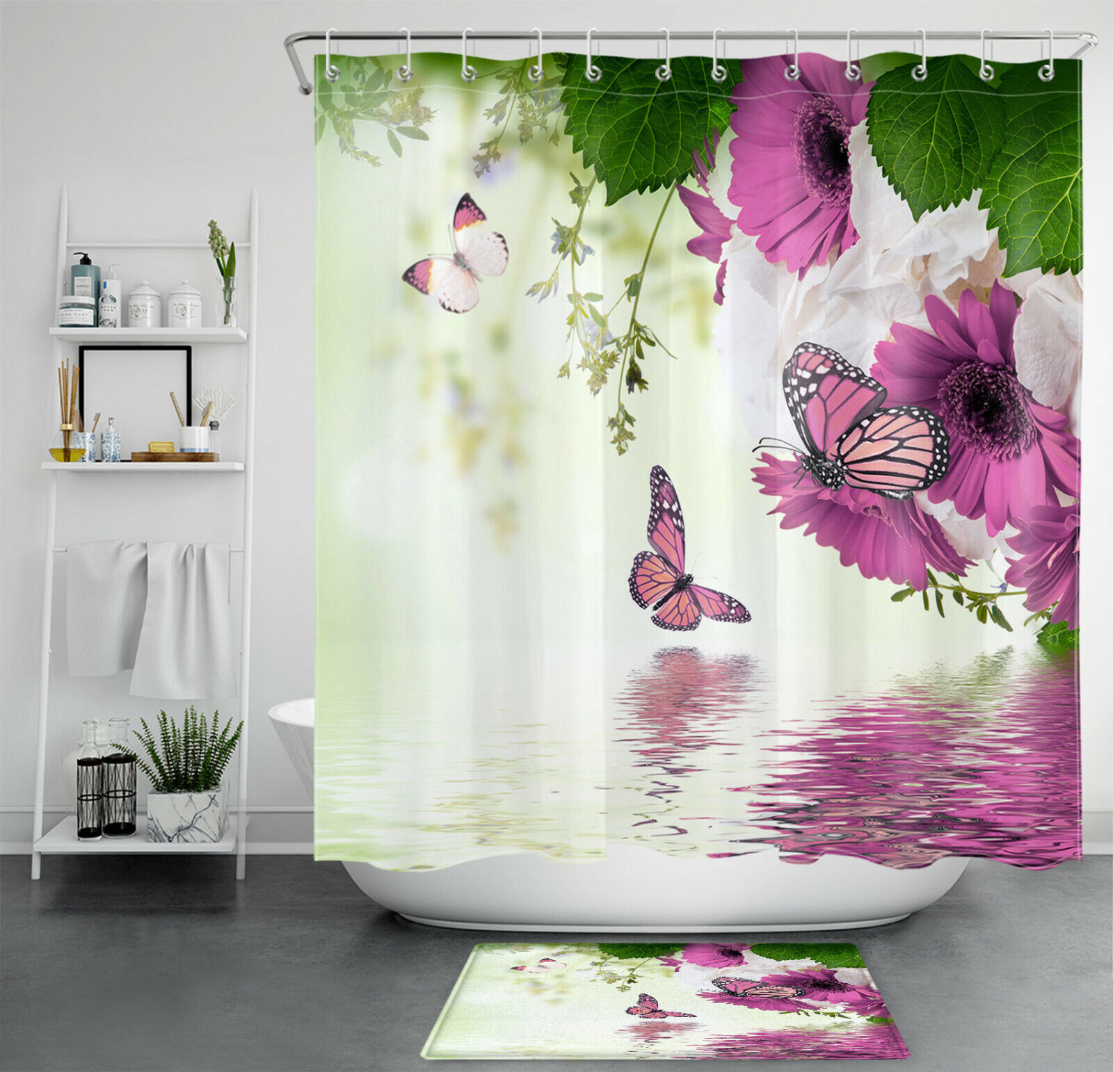 Purple Lavender Rustic Retro Shower Curtain for Spring Bathroom
