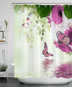 Purple Lavender Rustic Retro Shower Curtain for Spring Bathroom