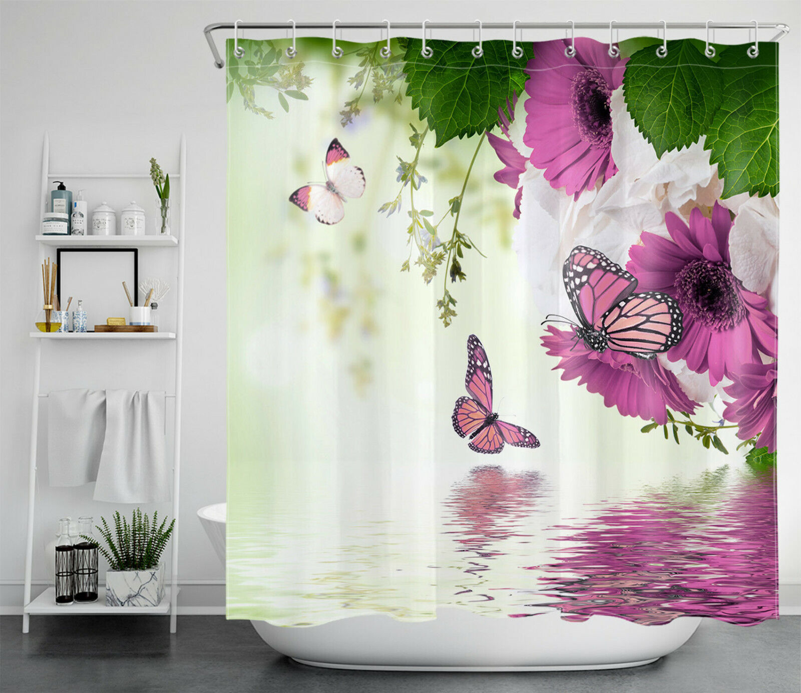 Purple Lavender Rustic Retro Shower Curtain for Spring Bathroom