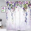 Purple Lavender Wisteria Watercolor Shower Curtain For Bathroom, Waterproof Fabric