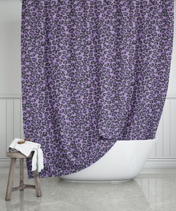 Purple Leopard Animal Print Bath Curtain for Glam Bathroom Decor