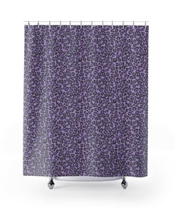 Purple Leopard Animal Print Bath Curtain for Glam Bathroom Decor