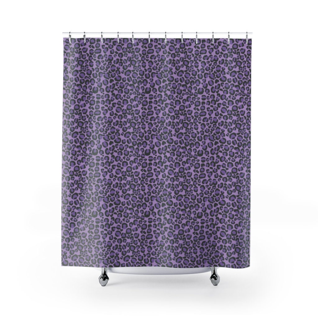 Purple Leopard Animal Print Bath Curtain for Glam Bathroom Decor