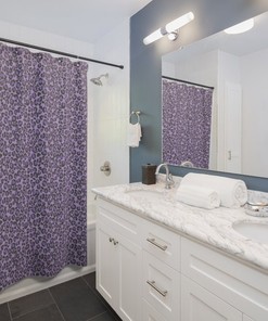Purple Leopard Animal Print Bath Curtain for Glam Bathroom Decor