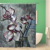 Purple Magnolia Flowers On Canvases Shower Curtain With Oil Painting Still Life