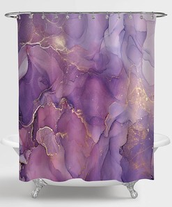 Purple Marble Ombre Shower Curtain For Modern And Elegant Bathroom Decor, Unique Prints And Waterproof Fabric.